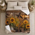 thumbnail image 5 of Western Sunflower Rustic Farmhouse, Cozy Botanical Garden Scene, Warm Flannel Blanket for Ranch House and Living Room, Animal Lovers Birthday Gift, Rustic Home Decor, 5 of 9