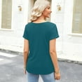 thumbnail image 6 of WULMLEO Womens Deep V-Neck T Shirts Sexy Short Sleeve Tops Summer Oversized Tee Dark Green 2XL, 6 of 6