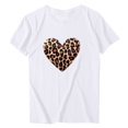 thumbnail image 5 of WREESH Graphic T-Shirts for Women Valentine's Day Heart Leopard Printed Tees for 2025 Summer Casual White, 5 of 5