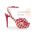 thumbnail image 3 of BLISSFUL STEP Bow Platform Stiletto Heel Plaid Sandals for Women, 3 of 5