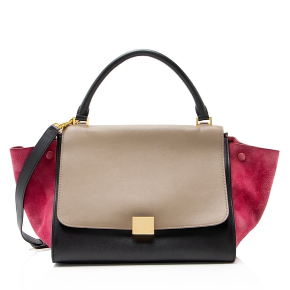 Pre-Owned Celine Tricolor Calfskin Suede Medium Trapeze Bag