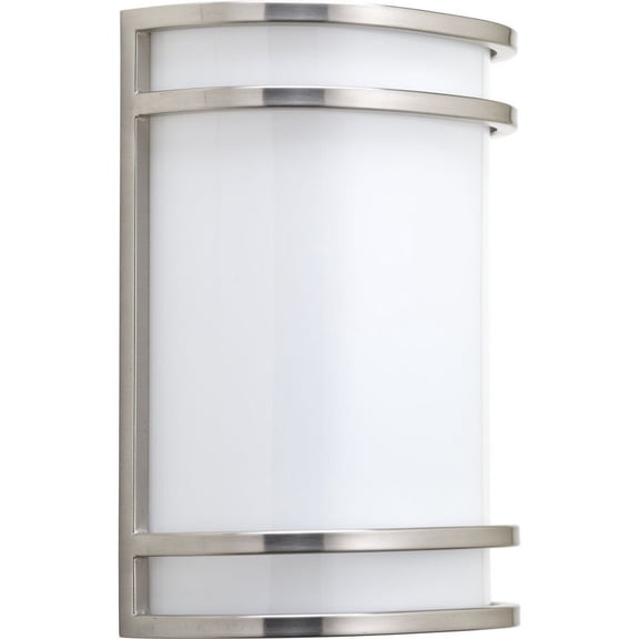 Progress Lighting, Contemporary Collection, 1-Light LED Wall Sconce, Brushed Nickel, White Acrylic Shade
