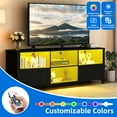 thumbnail image 4 of Dextrus Modern TV Cabinet with Vibrant LED Lights, 70" Entertainment Center, Fits TVs up to 80", Black, 4 of 7