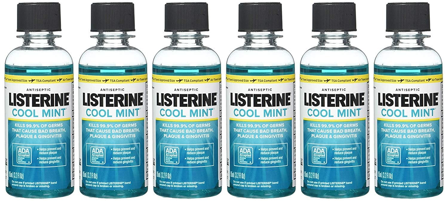 Listerine Cooling Mint Antiseptic Mouthwash Help Reduce Plague 3.2oz,6-Pack