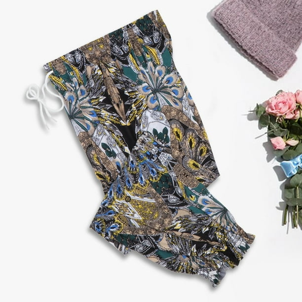 Pantalones Harem para mujer Fernando bohemios de cintura alta con bolsillos 97 cm-98 cm