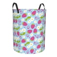 thumbnail image 2 of Balery Strawberry And Flowers Round Laundry Basket with Handles Waterproof Freestanding Laundry Hamper for Clothes Toys in the Dorm and Family-Small, 2 of 8