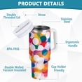 thumbnail image 2 of Yayeee 40oz Stainless Steel Tumbler with Straw and Handle Double-Wall Insulated Travel Water Bottle, White Colorful Circles, 2 of 8