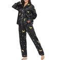 thumbnail image 4 of Womens Silk Satin Pajamas Set New Women Satin Silk Pajama Set Long Sleeves Long Pants Casual All Season Sleepwear Pyjamas Print Home Wear Comfy Pjs Pajama Pants Women Black M New, 4 of 4