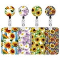thumbnail image 2 of Fashionable ID Badge Holder Set Colorful Floral Sunflower Printing Lanyard ID Card Sleeve with Telescopic Easy Pull Buckle, 2 of 6