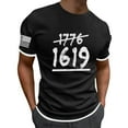 thumbnail image 1 of TSADFHJI Men's Independence Day Flag Print Two Stitched Spring/Summer Leisure Sports Comfortable Breathable Sweat Absorbing Crew Neck Short Sleeved T Shirt Xxl Black, 1 of 4