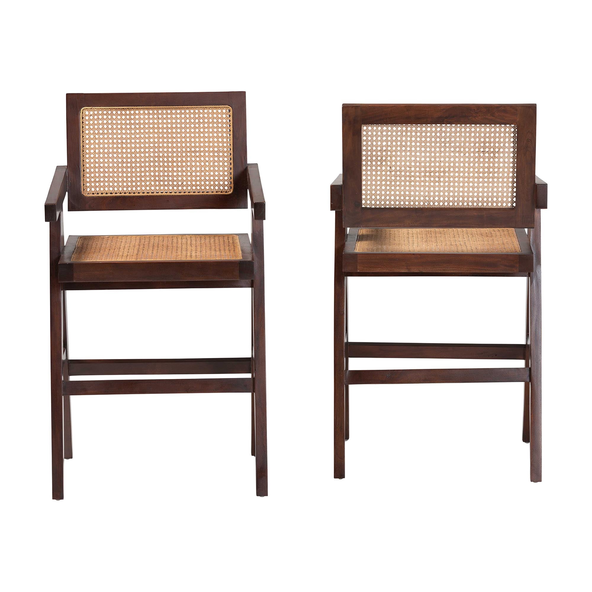 bali & pari Kresna Boho Counter Stool, Counter Height, Set of 2, Dark Walnut Brown