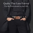 thumbnail image 2 of Men's Leather Belt Automatic Ratchet Buckle Slide Belt For Suits, Jeans, Uniform and Casual Trim to Fit with Gift Box,Black, 2 of 7