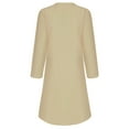 thumbnail image 6 of Herrnalise Women's V-Neck Long Sleeve Solid Color Cotton Linen Dress S-2XL, 6 of 6