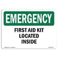 thumbnail image 1 of OSHA Emergency Sign - First Aid Kit Located Inside | Rigid Plastic Sign | Protect Your Business, Construction Site, Warehouse & Shop Area |  Made in The USA, 1 of 1