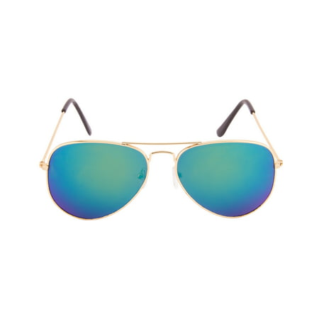 Ochila Aviator Sunglasses Unisex Golden Metal Frame Mirror Lens