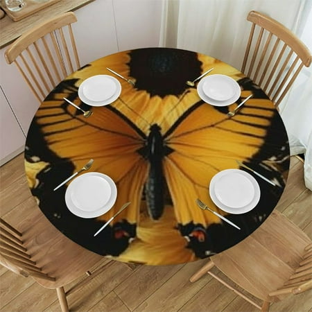 

Autua Sunflowers Butterfly Wings Round Table Cover Stain Resistant Washable Indoor Outdoor Tablecloth Kitchen Dining Wedding Parties 100% Polyester Fiber 31 -35