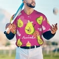 thumbnail image 6 of Daiia Pink Green Avocado Mens Baseball Jersey Button Down Shirts Short Sleeve Sports Uniforms-X-Large, 6 of 9