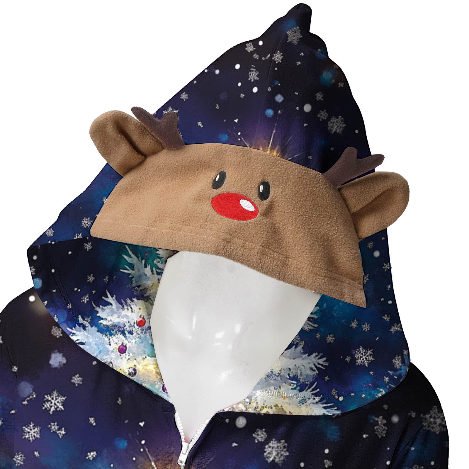 SwiftWear Christmas Matching Family Onesie Pajamas Long Sleeve One Piece Pajamas with Cute Elk Antler Hood Cozy Sleepwear