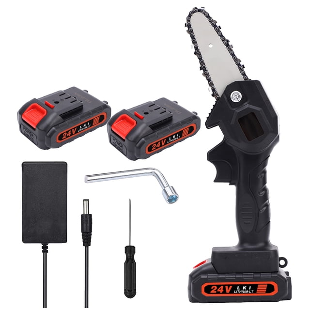 Graflsoa Compact 4-Inch Electric Chainsaw with 2000mAh Battery, Lightweight ABS Housing, High-Efficiency Tree Cutting, Black, US/EU Plug Option