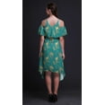 thumbnail image 3 of Bimba Robe Droite Évasée à Épaules Dénudées pour Femmes à Volants devant Imprimée Oiseau Vert - Moyen, 3 of 6