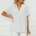 thumbnail image 6 of TIHLMK Womens Shirts White Women's Fashion Short Sleeve Retro Round Neck Easter Solid Color Loose Tops Blouse Sleeve Gift for Womens Tops, 6 of 8