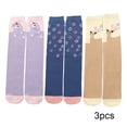 thumbnail image 3 of Esaierr 3 Pairs Toddler Kids Cartoon Knee High Socks for Girls Spring Fall Stacked Half-Calf Socks Cute High High Socks Non-slip Sock, 3 of 9