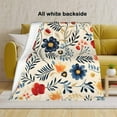 thumbnail image 5 of Thin Floral Print Throw Blanket, Beige Vintage Flower Pattern Boho Throw Blanket, Botanical Aesthetics Illustration Throw Blanket, 50x60 inches, Flannel, 310 GSM, Hand/Machine Wash, 5 of 6