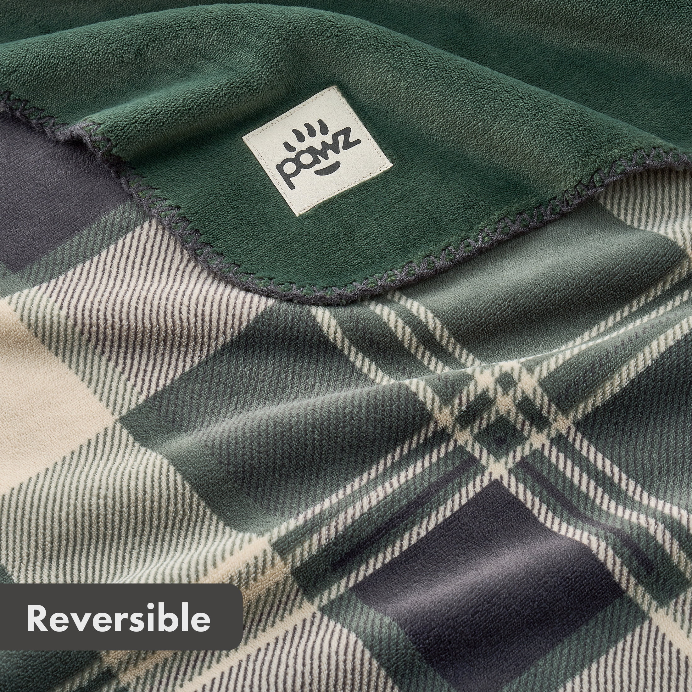 Pawz Plush Oversized Throw Blanket for Couch or Bed, Soft Flannel Fleece, Green Plaid, 50"x72"