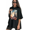 thumbnail image 3 of Plus Size Shirt for Women Oversized Black Tops for Women Short Sleeves Shirt for Women Eifel Tower In Paris, Flowers T Shirt Crewneck Shirt for Women M, 3 of 5