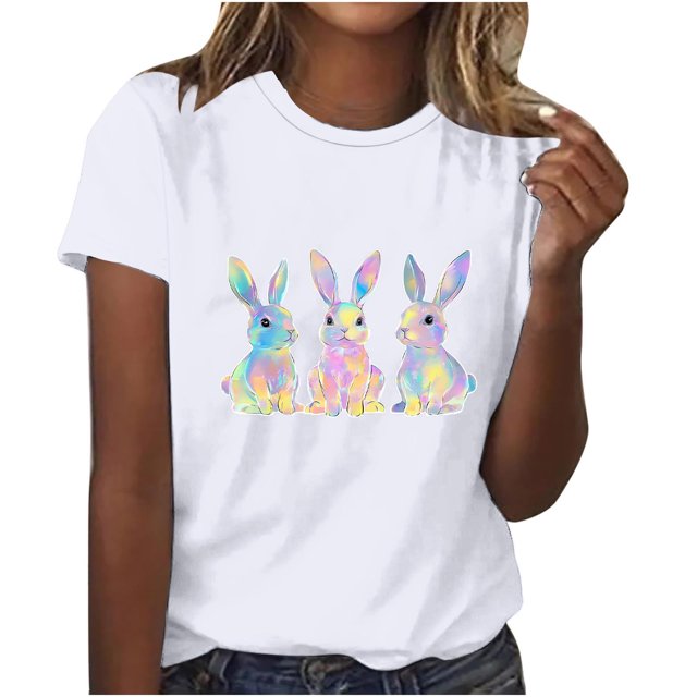Pisexur Hauts pour Femmes, Hauts d'Été pour Femmes, Hauts d'Entraînement pour Femmes, T-Shirt Imprimé à Manches Courtes Col Rond, Chandail à la Mode Blanc, m