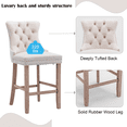 thumbnail image 6 of Velvet Counter Height Upholstered Barstools, Bar Stools Seat Height 27", Counter Height Armless Bar Chairs Button Tufted with Solid Wood Legs for Kitchen Island Bar Area (Set of 2), 6 of 9