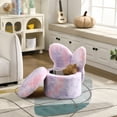 thumbnail image 2 of Guyou Cute Kids Storage Stool, Upholstered Kids Reading Chair with Butterfly Shaped Back, Faux Fur Toddler Chair with Storage for Playroom Kindergarten Bedroom, Colorful Purple, 2 of 5