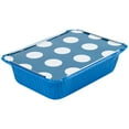 thumbnail image 2 of 16 oz Rectangle Blue Aluminum Take Out Container - Polka Dot Paper Lid - 7 1/4" x 5 1/4" x 2" - 50 count box, 2 of 10