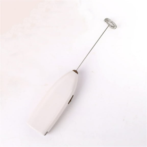 Electric Milk Frother for Coffee | Battery Operated Foam Maker | Stainless Steel Whisk (White)