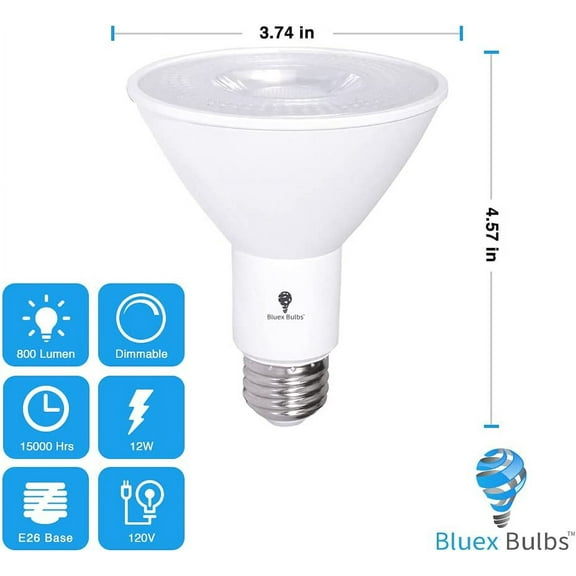 OPVM-2 Pack PAR30 Outdoor LED Flood Light Bulb 12W 100 Watt Equivalent 900 Lumens Dimmable Waterproof E26 3000K Warm White LED Flood Light Bulbs for Security Spotlight Recessed Bulb