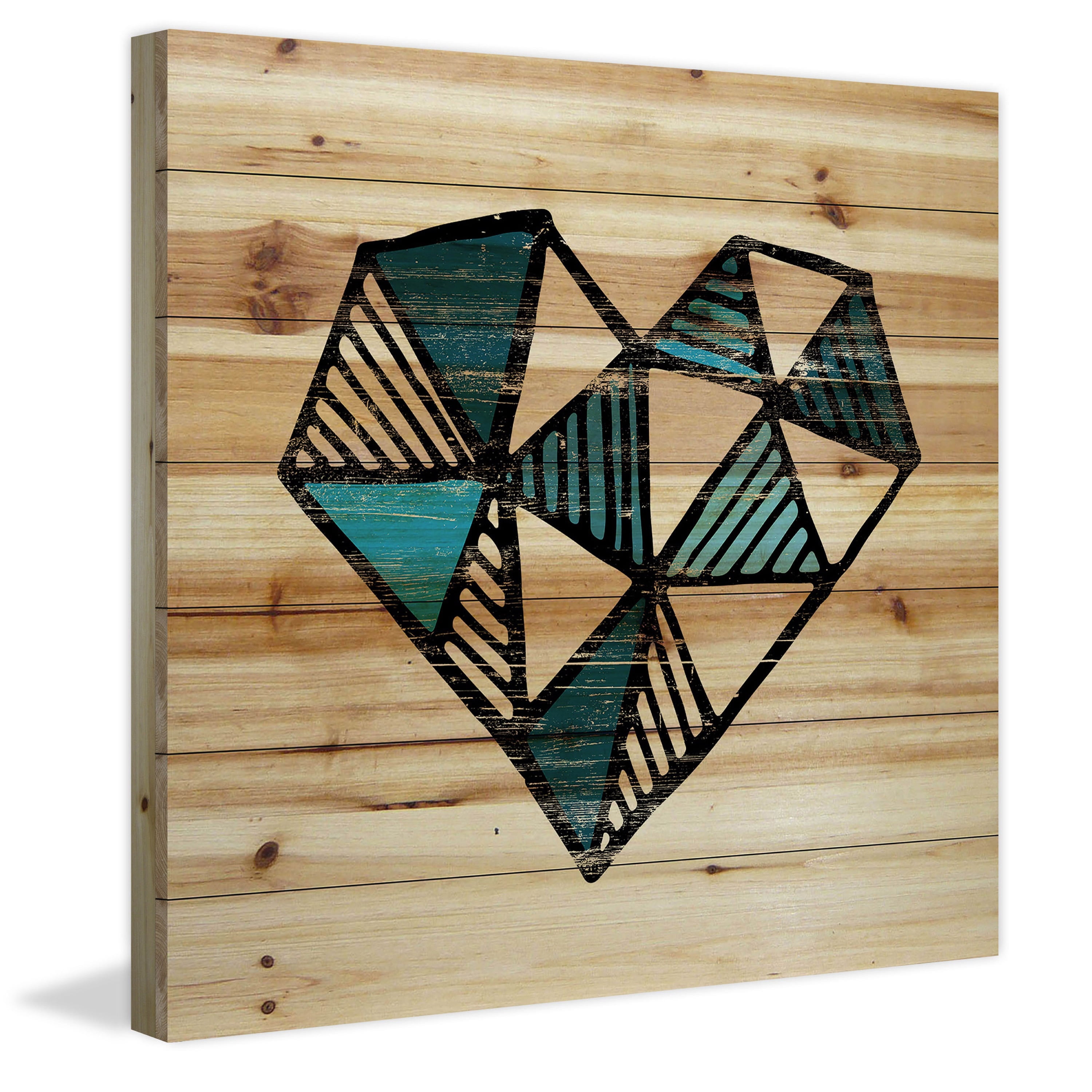 Marmont Hill - "Indigo Heart" Painting Art Print on Natural Pine Wood