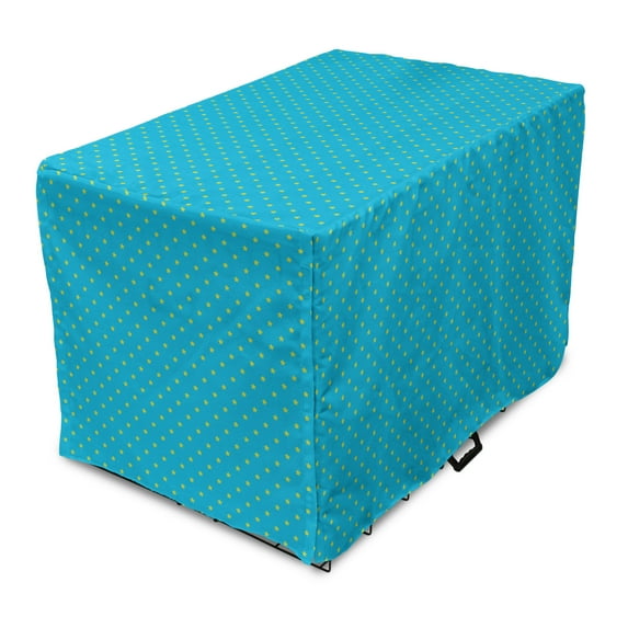 Stars Dog Crate Cover, Continuous Abstract Pattern of Mini Star Motifs Geometric Elements, Easy to Use Pet Kennel Cover Small Dogs Puppies Kittens, 7 Sizes, Sky Blue Yellow Green, by Ambesonne