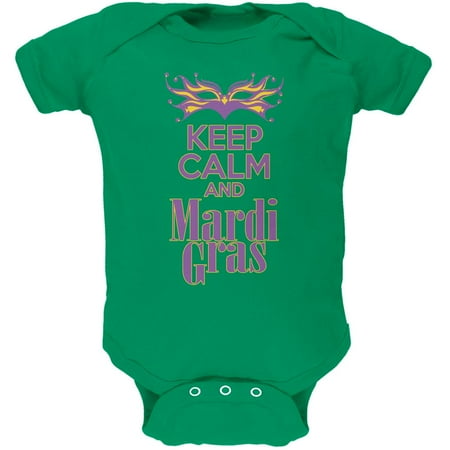 

Mardi Gras Keep Calm Kelly Green Soft Baby One Piece - 12-18 months