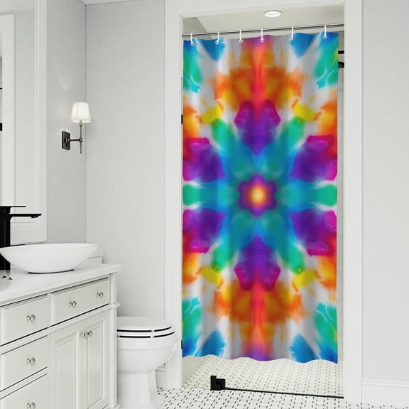 Colorful Rainbow Tie Dye Spiral Pattern Shower Curtain 36"x72" ,Bathroom Decorative Shower Curtains Set with 12 Hooks,Modern Waterproof Washable Shower Curtain