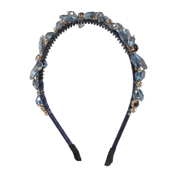 Unique Bargains Rhinestones Headband Blue Faux Crystal Hair Bands Sparkle Beaded Head Bands for Women and Girls