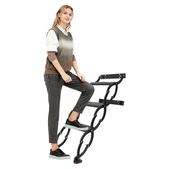 3-Step Wall Mounted Folding Ladder Telescoping Step Ladders Retractable Folding Stair 29.52in Height