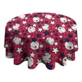 thumbnail image 4 of Red Baseballs and Stars Pattern Round Tablecloth 60"x60",Wrinkle Wipeable Table Cloth for Kitchen Dining Room Picnic Patio Party, 4 of 6