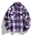 thumbnail image 2 of Gmluru Men's Winter Oversize Plaid Jacket Solid Color Zipper Pockets Long Sleeve Coat Outwear Plus Size, 2 of 5