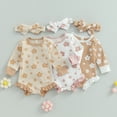 thumbnail image 2 of Douhoow Baby Girl Fall Jumpsuits Long Sleeve Floral Print Ruffles Romper, 2 of 7