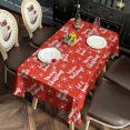 thumbnail image 2 of Red Christmas Text and Snowflake Pattern Rectangle Tablecloth 60"x120",Waterproof Polyester Rectangle Table Cloth, Wipeable Spillproof Polyester Tablecloth for Dining, Camping, Indoor and Outdoor, 2 of 6