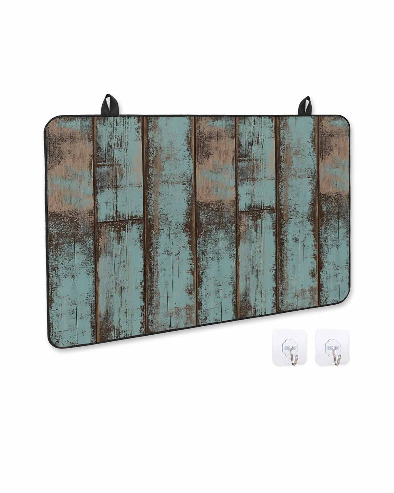 nqOlkjepod Large Induction Cooktop Protector Mat 24"x21", Retro Wooden Grain Stove Top Covers for Electric Stove, Farmhouse Vintage Gradient Texture Stove Burner Cover Mats, Glass Top Stove Cover
