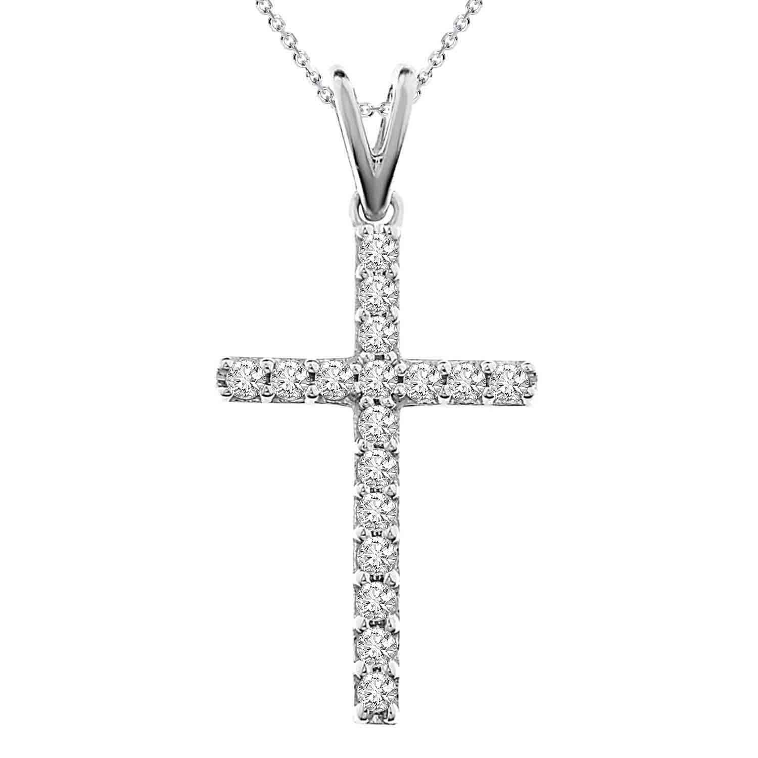 AV DIAMONDS VAD LLC 10k 1 4ct white diamond traditional women's cross necklace by Overstock