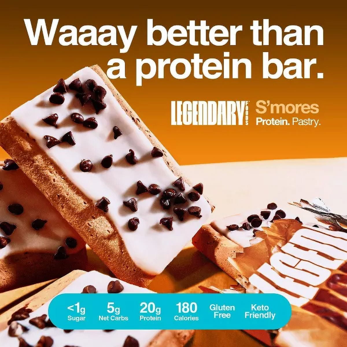 (4 pack) Legendary Foods Gluten Free and Keto Friendly Protein Pastry - S'mores - 8oz/4ct
