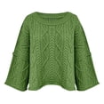 thumbnail image 4 of Sweaters For Women Womens Cropped Sweaters Oversized Cable Knit Crewneck Long Sleeve Pullover Trendy Casual Loose Sweater Tops Womens Sweaters, 4 of 5