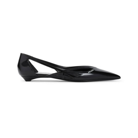 Prada Female Elegant Cut-Out Black Ballerinas With Glossy Finish Black Sizes IT 34-50 2/3
